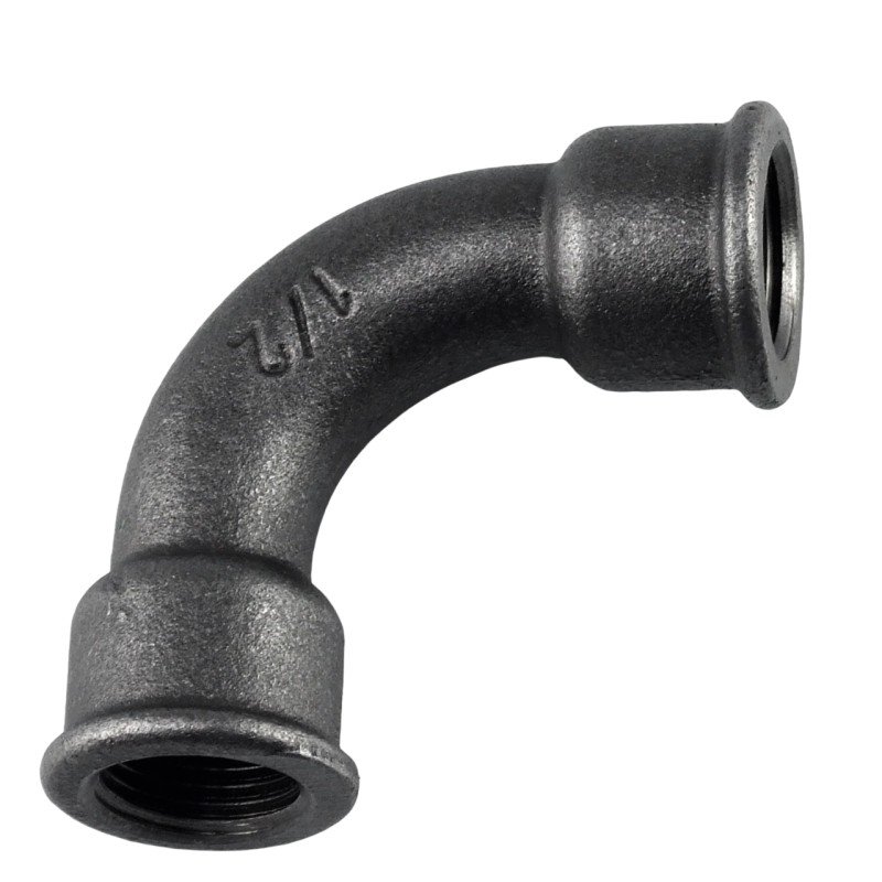 Raccord fonte malléable noir fileté Courbe grand rayon 90° femelle femelle