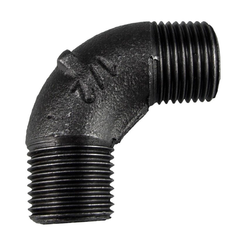 Raccord fonte malléable noir coude 90° mâle pour tube acier carbone