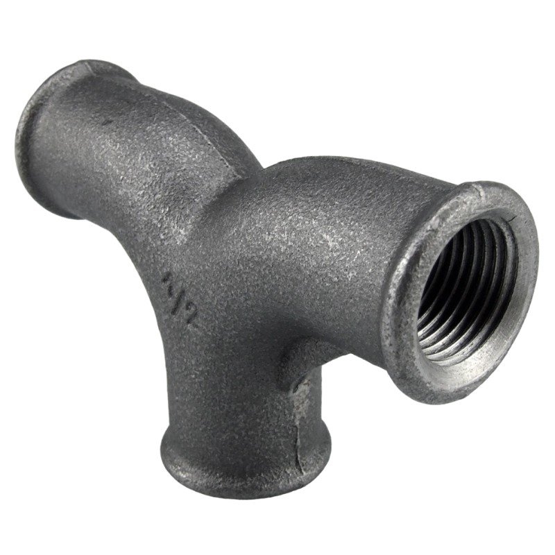 Té fonte malléable noir femelle à deux embranchements cintrés pour tube acier carbone