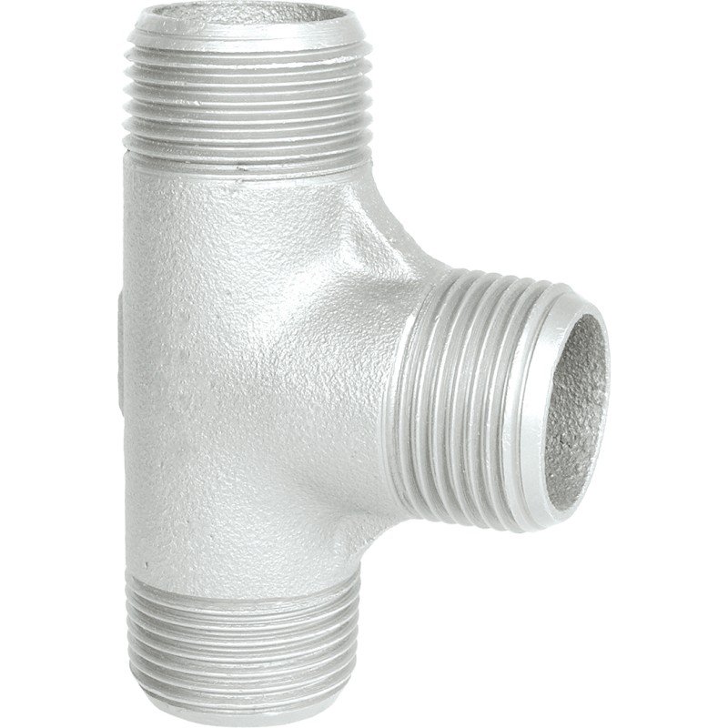 Té fonte malléable galvanisé mâle pour tube acier carbone