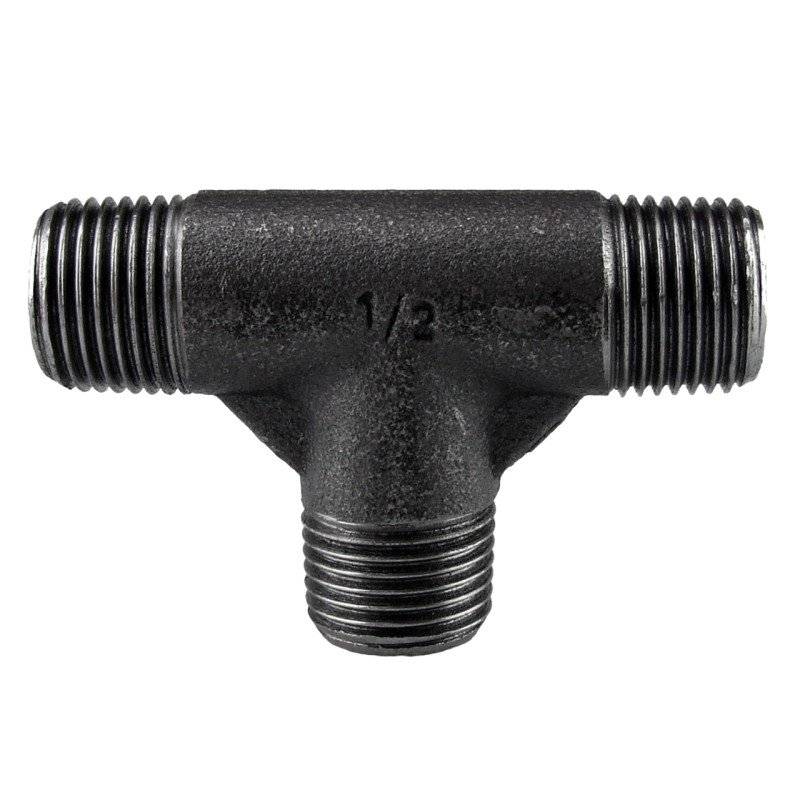 Té fonte malléable noir mâle pour tube acier carbone