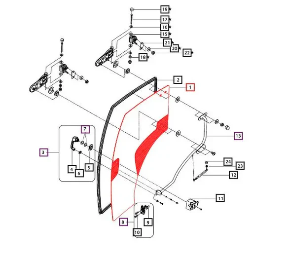 Mahindra Tractor Door Window Glass Right Hand RH