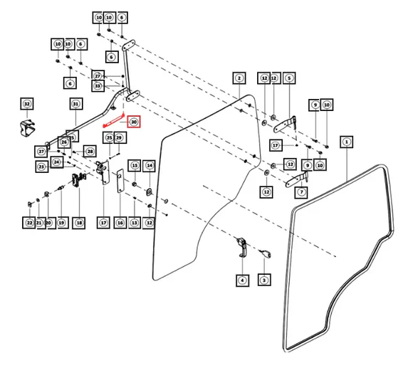 Mahindra Tractor Glass Door Gas Shock / Strut RH Right Hand