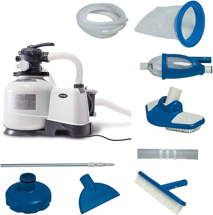 Pompe de filtre de sable de piscine Intex 2800 GPH Above Ground avec minuterie automatique et kit d'entretien de luxe