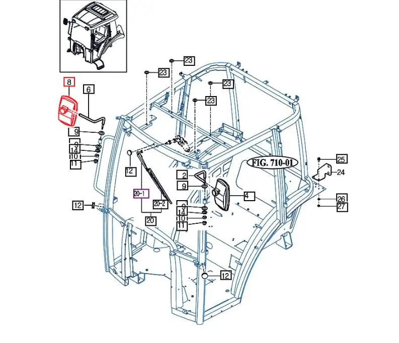 Mahindra Tractor Cab Side Mirror Right Hand RH or Left Hand LH