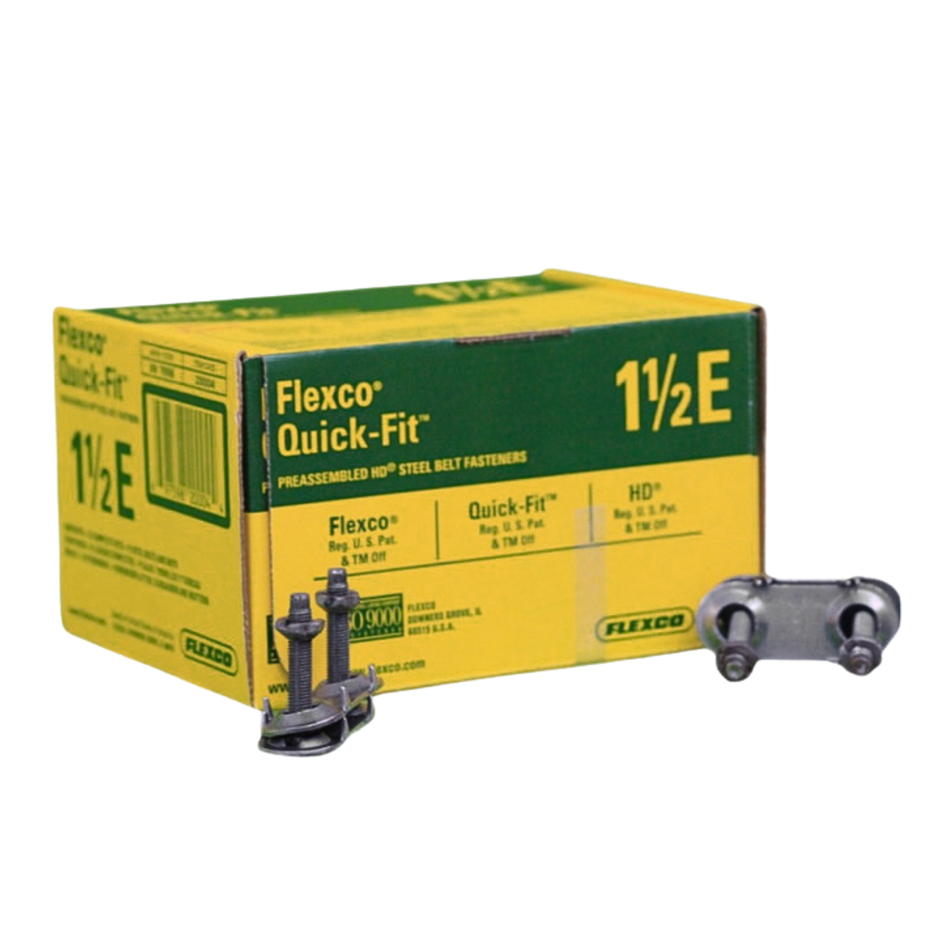 Agrafes de Jonction Mécanique pour Bande Transporteuse – Type Bolt Solid Plate 1-1/2E – Acier – Boîte de 25 Ensembles – Flexco 20004