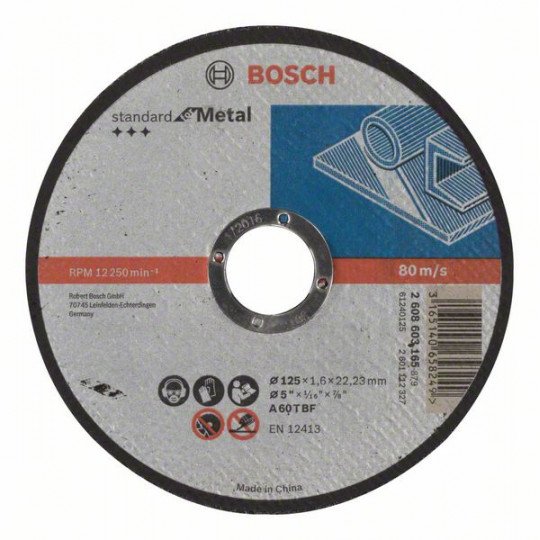 Disque à tronçonner le métal 125 x 1.6 mm moyeu plat - diamètre 125 mm - Bosch Professionnel