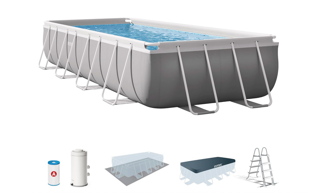 Intex kit Piscine Prism Frame Rectangulaire Angulaire Tubulaire (l) 4,88 x (l) 2,44 x (h) 1,07m