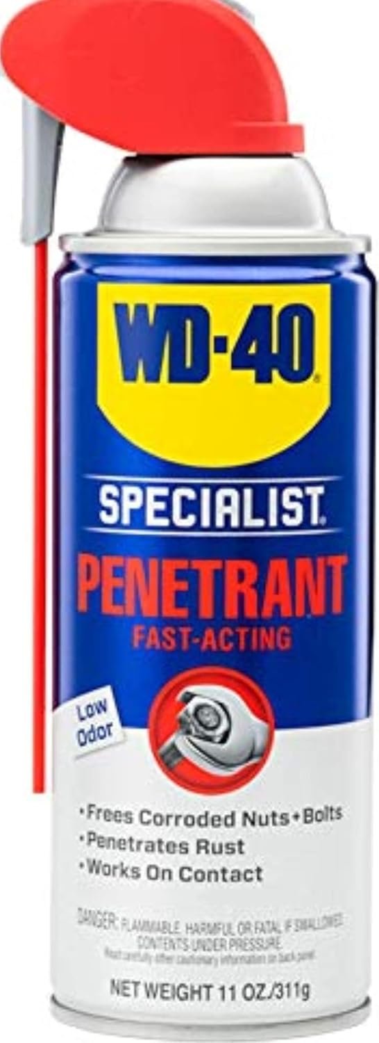 WD-40 Specialist Penetrant with Smart Straw, Penetrant for Metal, Rubber and Plastic Threads, Locks and Nuts, Industrial Strength Fast-Acting Formula, 11 Oz