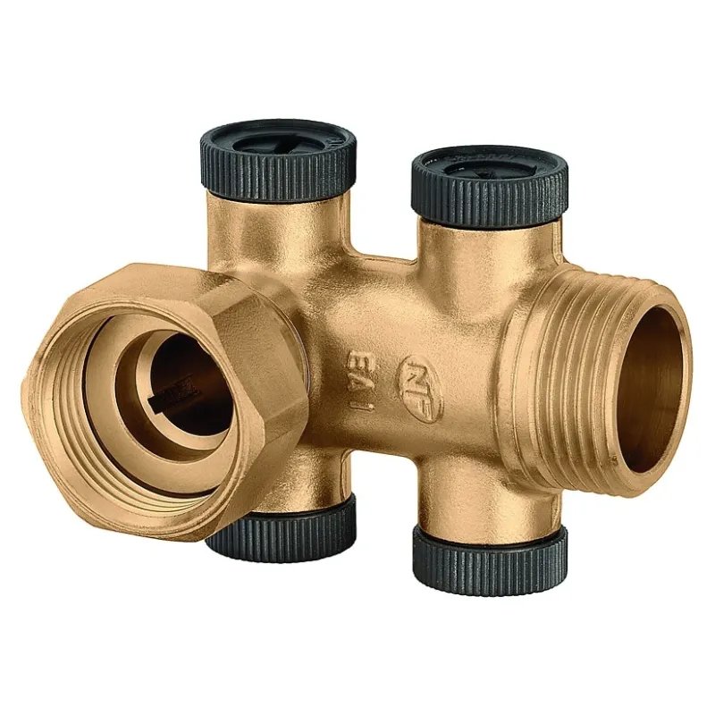 Clapet antipollution modèle équerre laiton titré CW617N femelle - mâle PN10 bouchons Hostaform