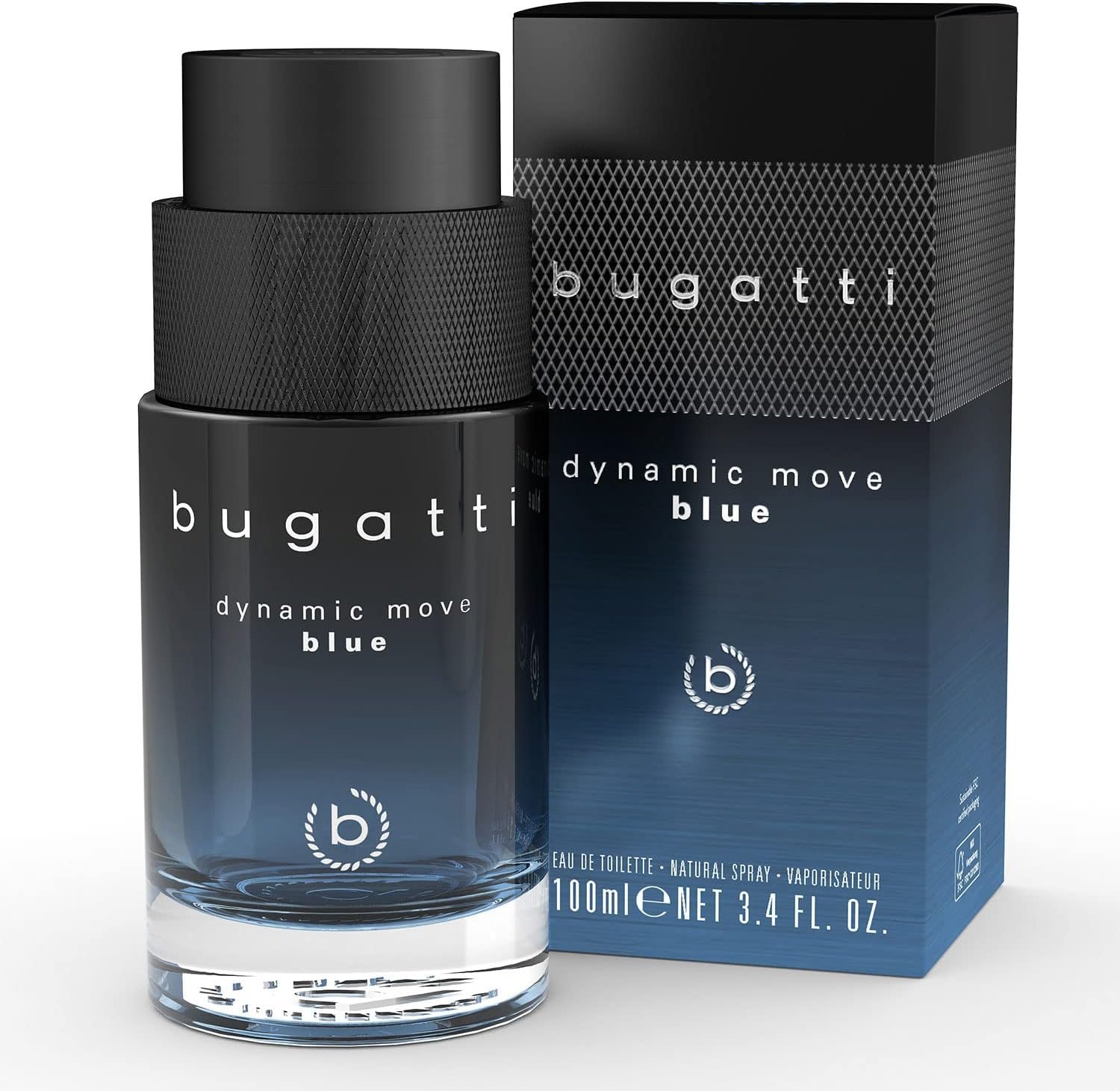 Bugatti Parfum pour homme Dynamic Move Blue 100ml I Eau de Toilette pour homme aromatique et citronnée avec une combinaison vivifiante de lavande, citron et musc I maritime, frais, sensuel et chaud