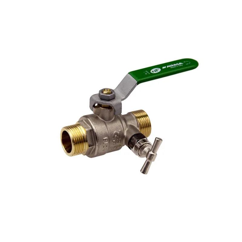 Vanne à sphère laiton laiton titré CW617N mâle - mâle à purge