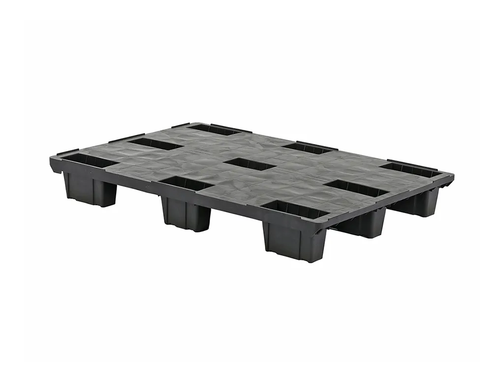 Palette d’exportation / palette Europe 1208CD - 1200 × 800 mm - avec plateau fermé - sur 9 pieds - avec rebords de 5 mm - emboîtable - régénéré standard - noir