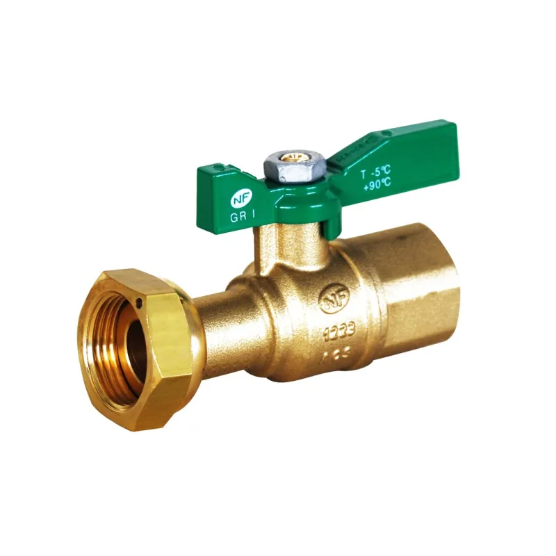 Vanne à sphère laiton à écrou tournant - Femelle manette laiton verte