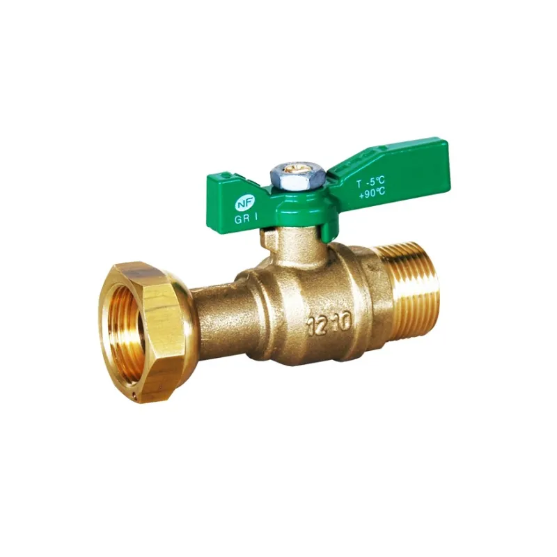 Vanne à sphère laiton PN20 à écrou tournant - mâle manette laiton verte