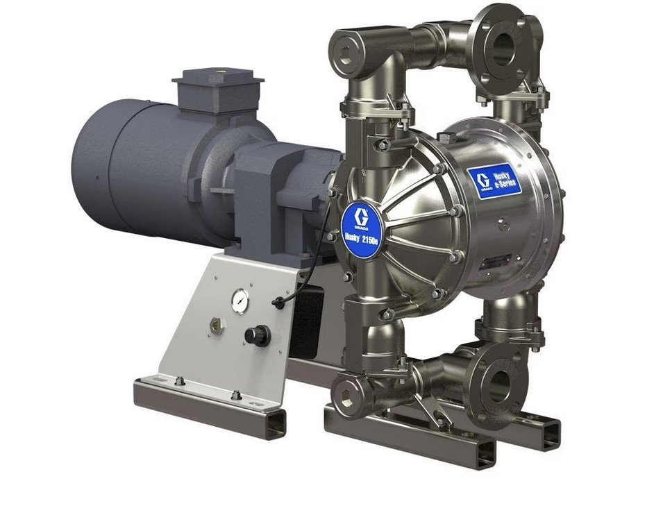 Pompe électrique à membrane Husky 2150e 51 mm (2") SS ; moteur ATEX 7,5 HP, pas de KMPSR, bride centrale, section centrale en acier inoxydable, siège en acier inoxydable, bille PT, membrane PT