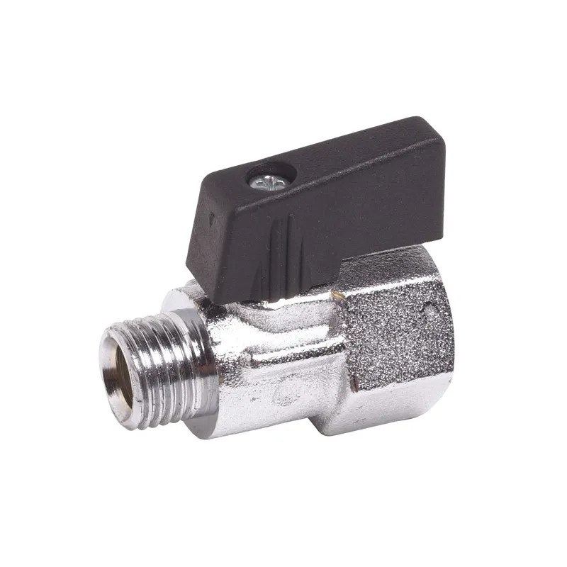 Mini vanne à sphère laiton nickelé mâle - femelle avec trou de décompression