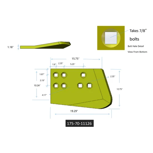 175-70-21126 | Komatsu End Bits-HOT CUPPED