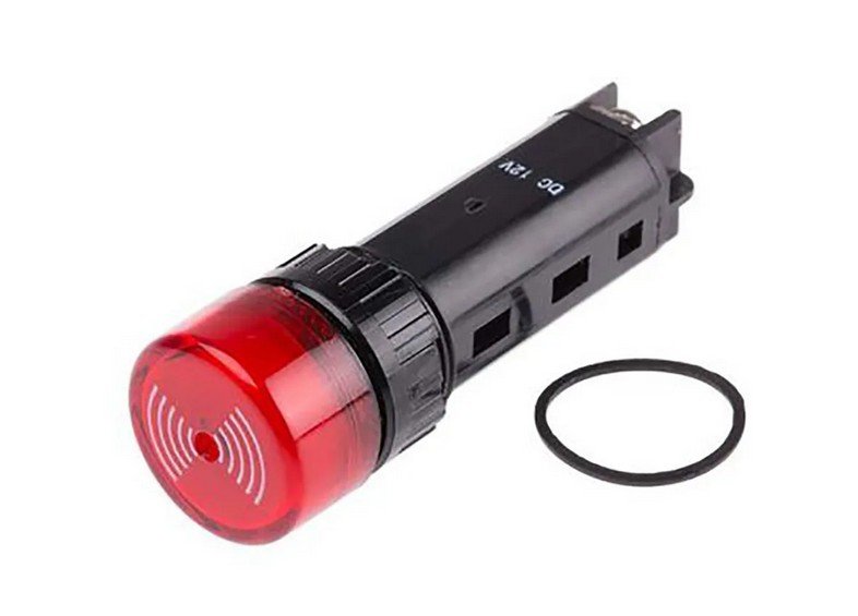 RS PRO 1919786 Black Panel Mount Buzzer 12V 80dB Intermittent Buzz Polycarbonate Housing