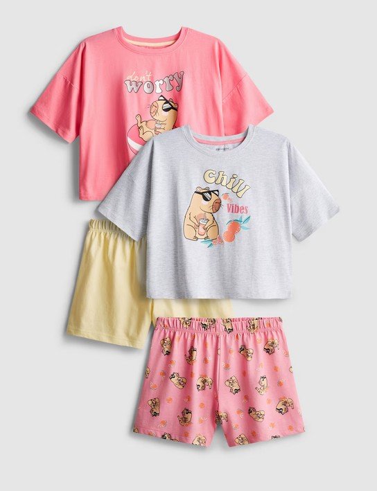 5–15 ans Lot de 2 pyjamas shorts droits à motif capybara