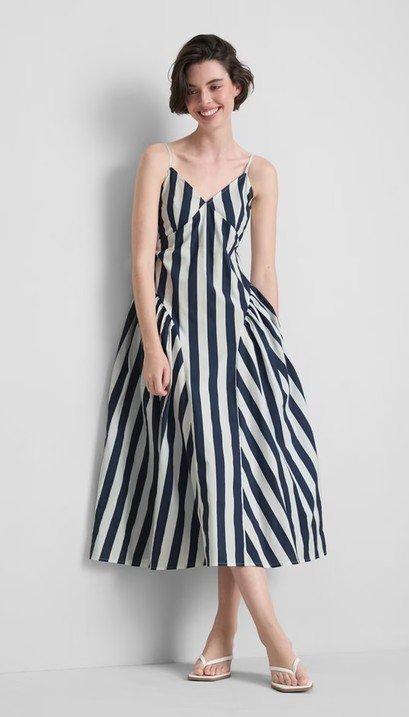 Robe Corset Mi-longue en Coton à Bretelles