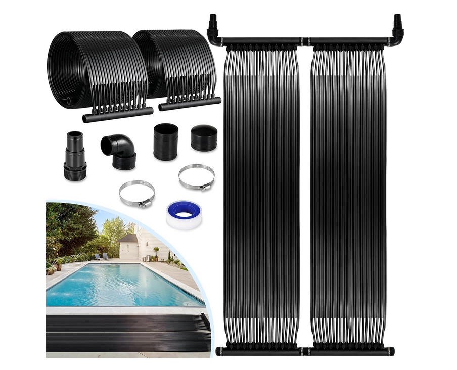 Chauffage Solaire pour Piscine 75x 300 cm, Chauffage Solaire de Piscine, Collecteur Solaire, Réchauffeur Solaire pour Piscine de 2,1㎡ jusqu'à 12000l d'eau, Tapis solaires, Extensible, Résistant aux UV