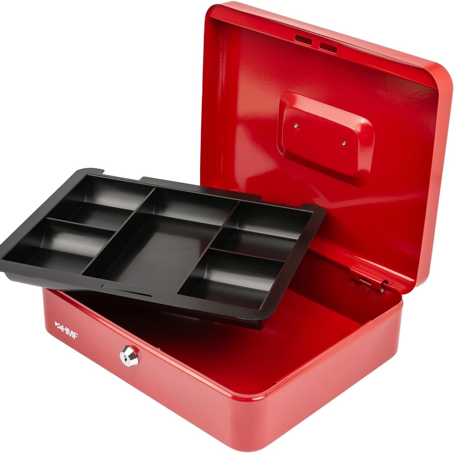 Caisse à monnaie verrouillable, Caisse avec plateau à pièces, 5 compartiments à pièces