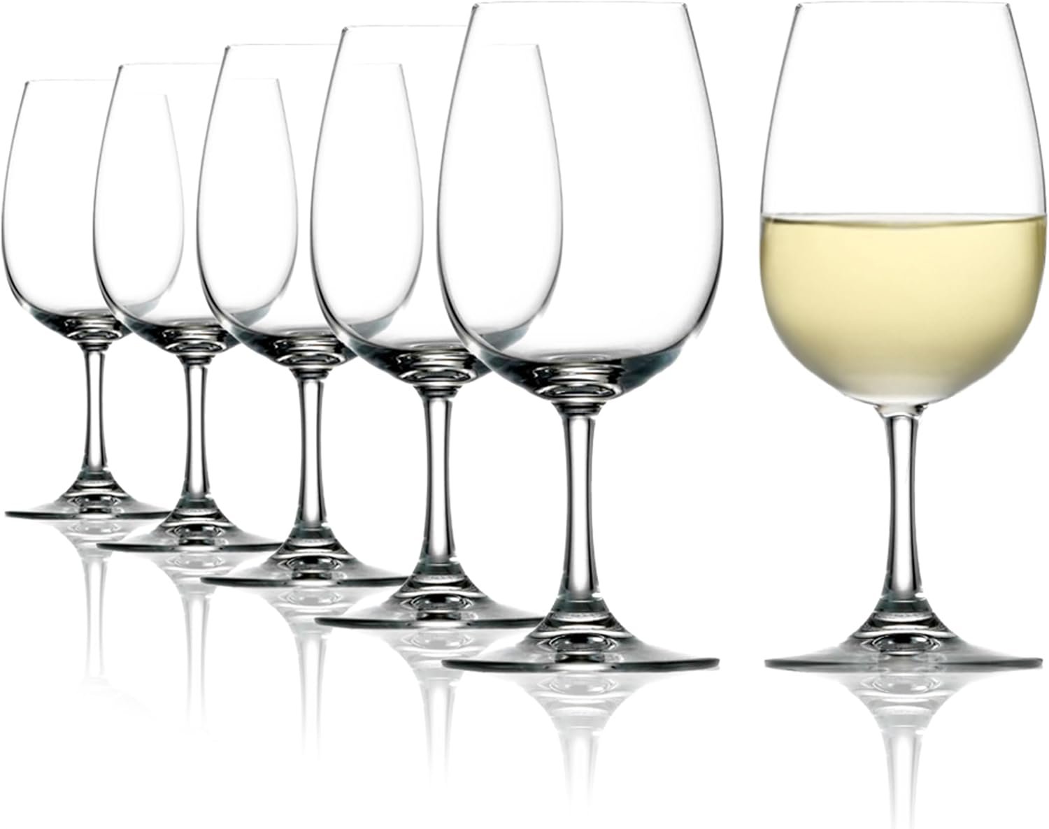 Lot de 6, 350 ml – Verres à Vin Idéal pour Grands Vins Blancs & Rouges Moyens – Élégant Verre à Vin Blanc en Cristal – Lavable au Lave-Vaisselle