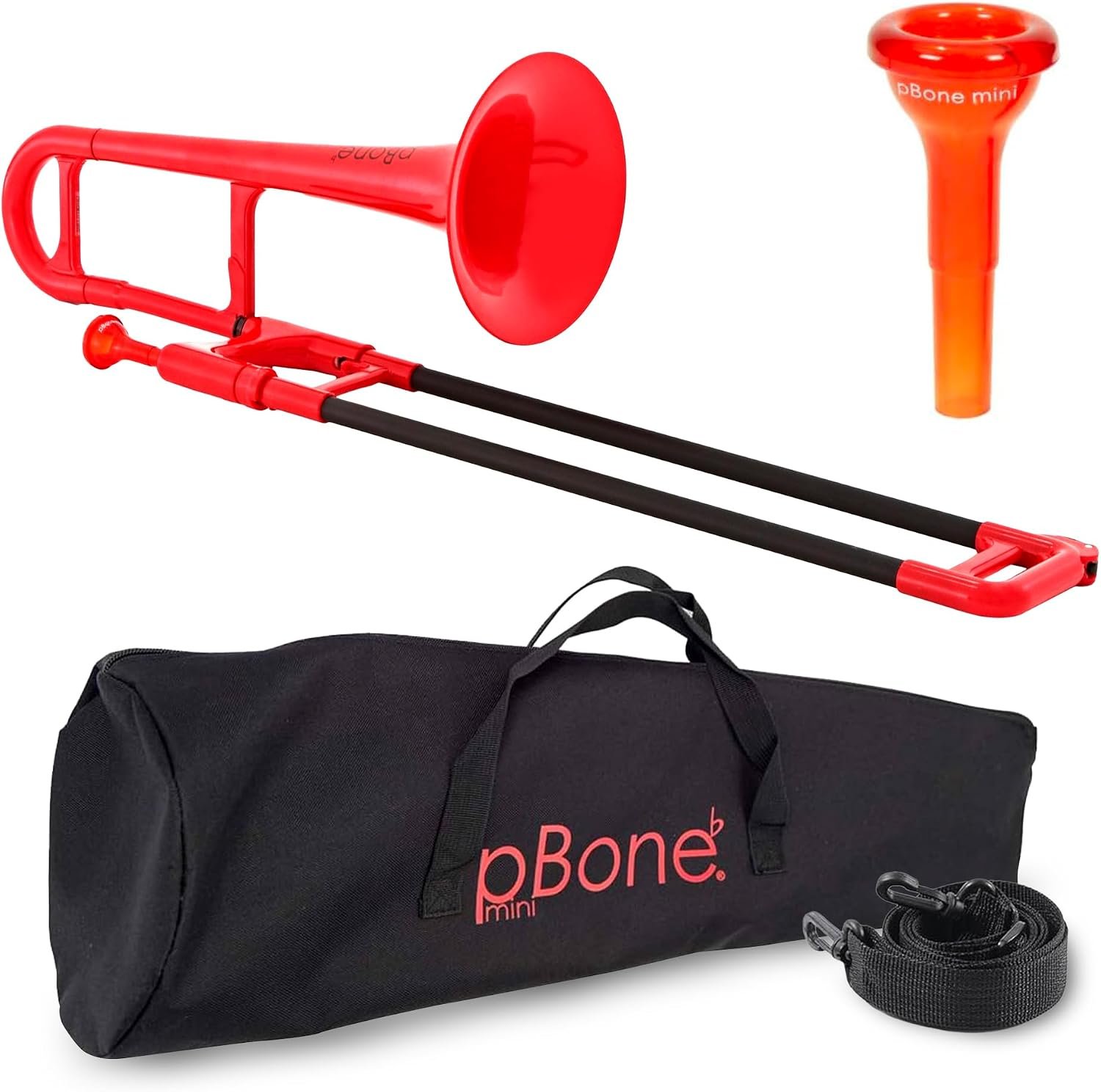 Trombone MINI avec embouchure et housse, Rouge