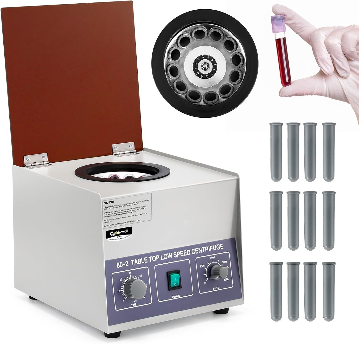 Centrifugeuse Laboratoire Professionnelle Électrique Médicale 12x20ml 4000rpm avec Minuterie 0-120 Mins Vitesse Réglable 220v