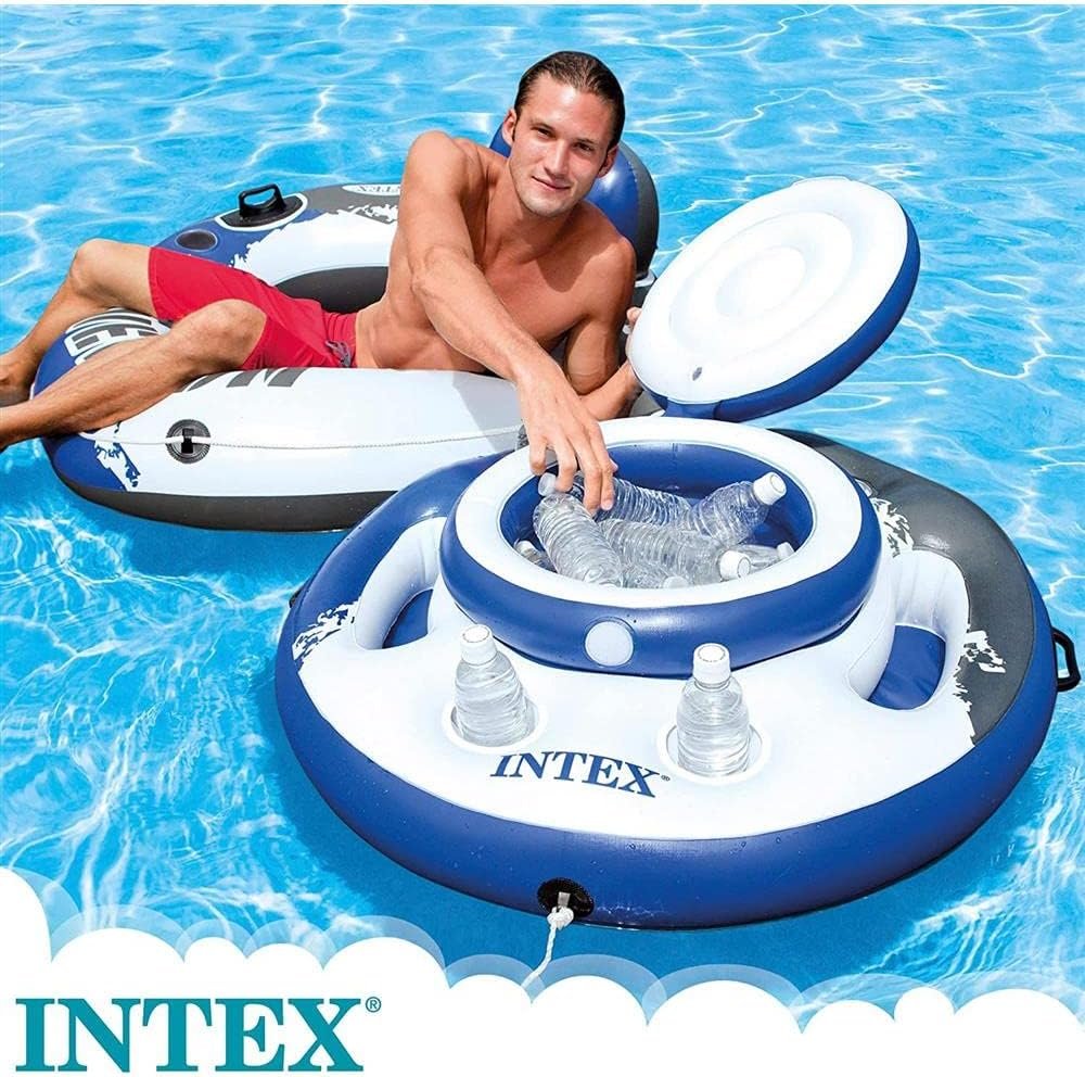 Intex 56822NP – Glacière gonflable flottante ronde River Run, 89 cm, capacité 24 canettes
