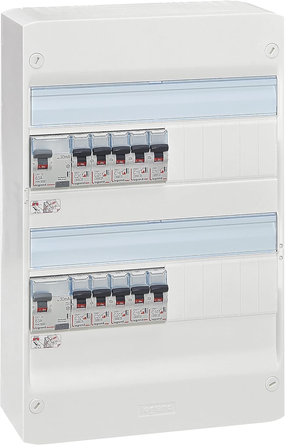 Tableau Électrique Pré-équipé 2 Rangées Evolué - Équipé de Disjoncteurs Automatiques - Pour Logement T1/T2 - Fabriqué En France - Blanc