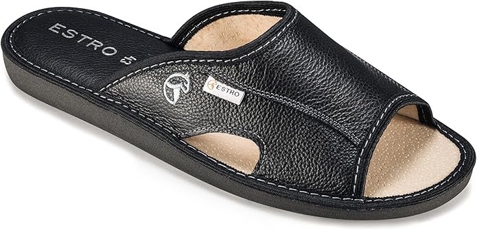 Chaussons Hommes Pantoufle Chausson Homme Cuir Mules Pantoufles Semelle Inoubliable Verano