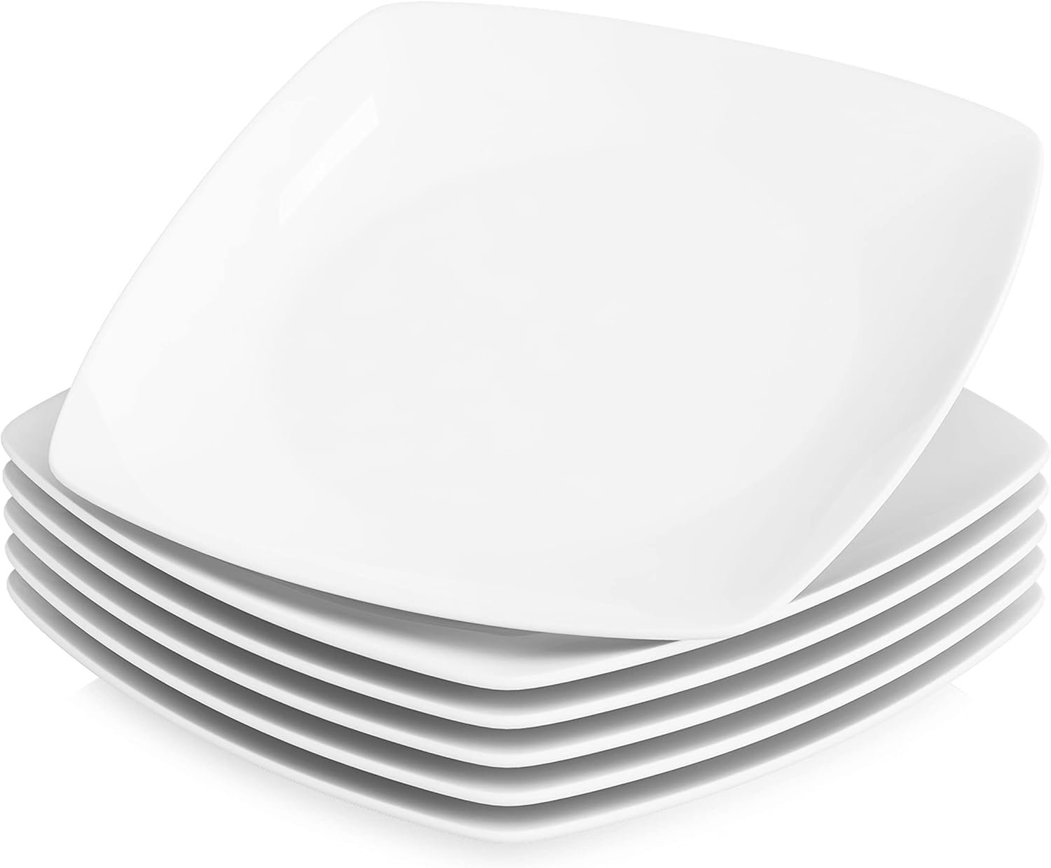 Série JULIA Assiettes Plates pour 6 Personnes, Ø 23 cm, Assiettes Blanches en Porcelaine, Compatibles avec le lave-vaisselle et le micro-ondes, Service Vaisselle 6