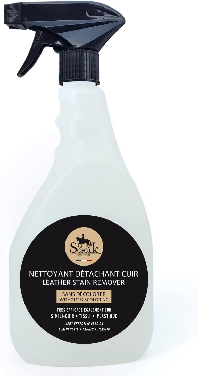 Nettoyant, Détachant, Dégraissant pour Cuir - Entretien - Spray Nettoyant Inodore et Incolore - 750ml