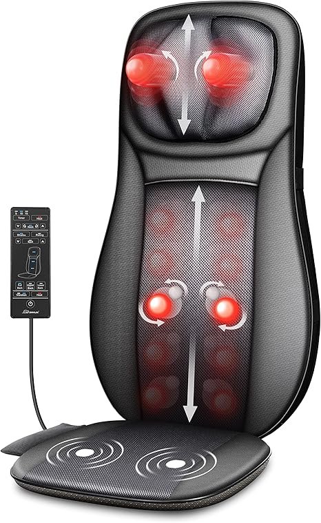 Fauteuil Massant Shiatsu Coussin de Massage Dos avec Chaleur - Siege Massant pour Massage du Cou et du Dos dans Bureau&Domicile Cadeau Anniversaire et Noël pour Maman/Papa/Homme/Femme/Couple