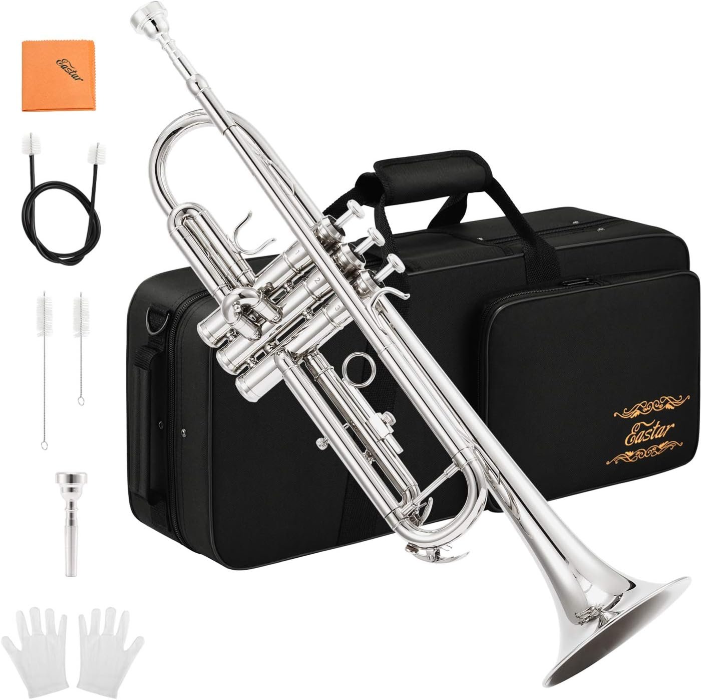 trompette Eastar en si bémol pour débutants, instrument de musique en cuivre pour étudiants, étui rigide