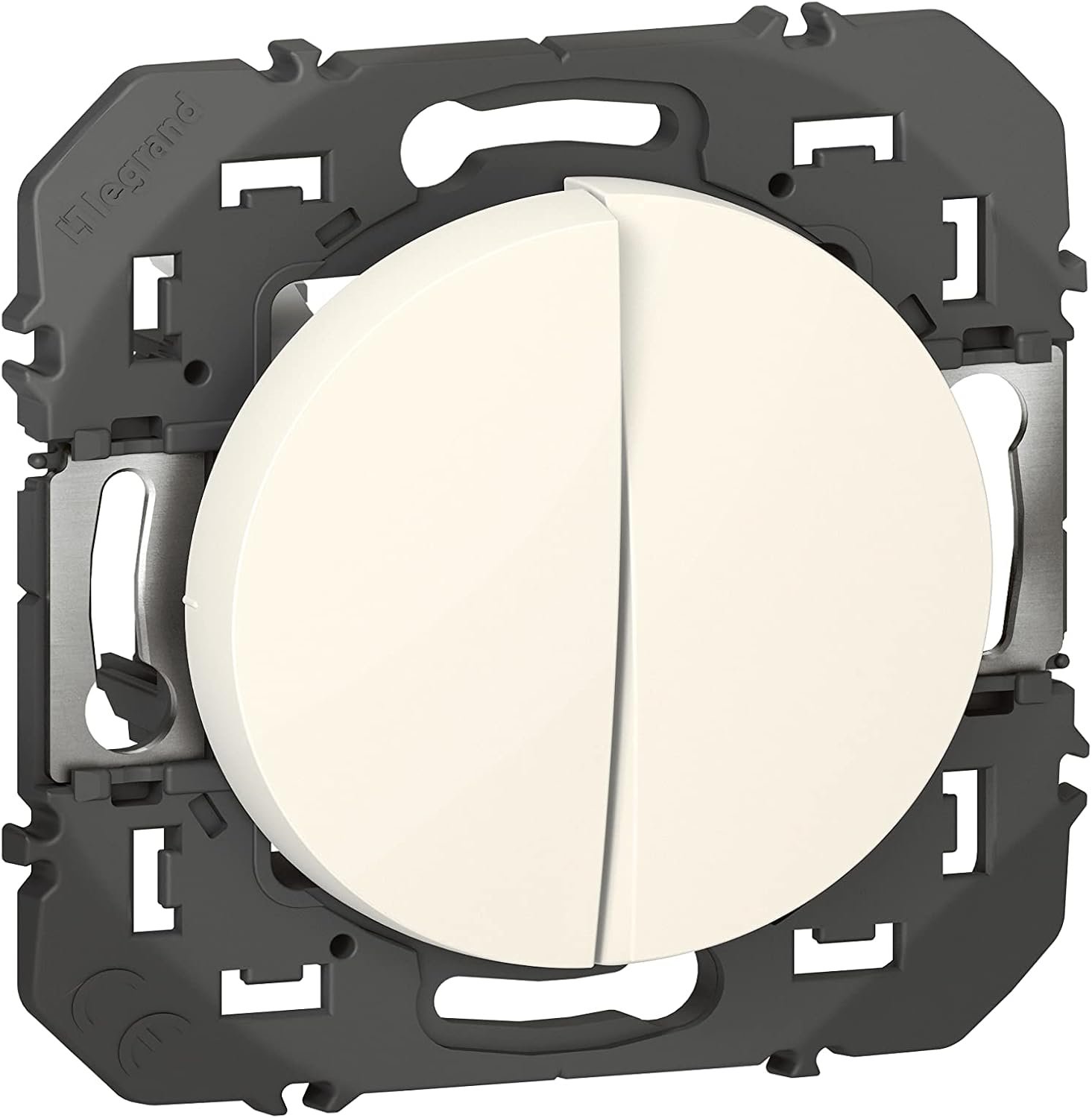 Interrupteur Ou Va-Et-Vient + Bouton Poussoir, Gamme Dooxie, Connexion Rapide Sans Outil, Finition Blanche Brillante, À Compléter Avec Une Plaque