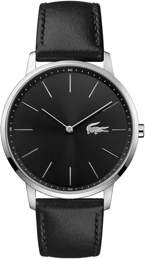 Lacoste Montre Analogique à Quartz pour Homme Collection Moon avec Bracelet en Cuir Noir - 2011016