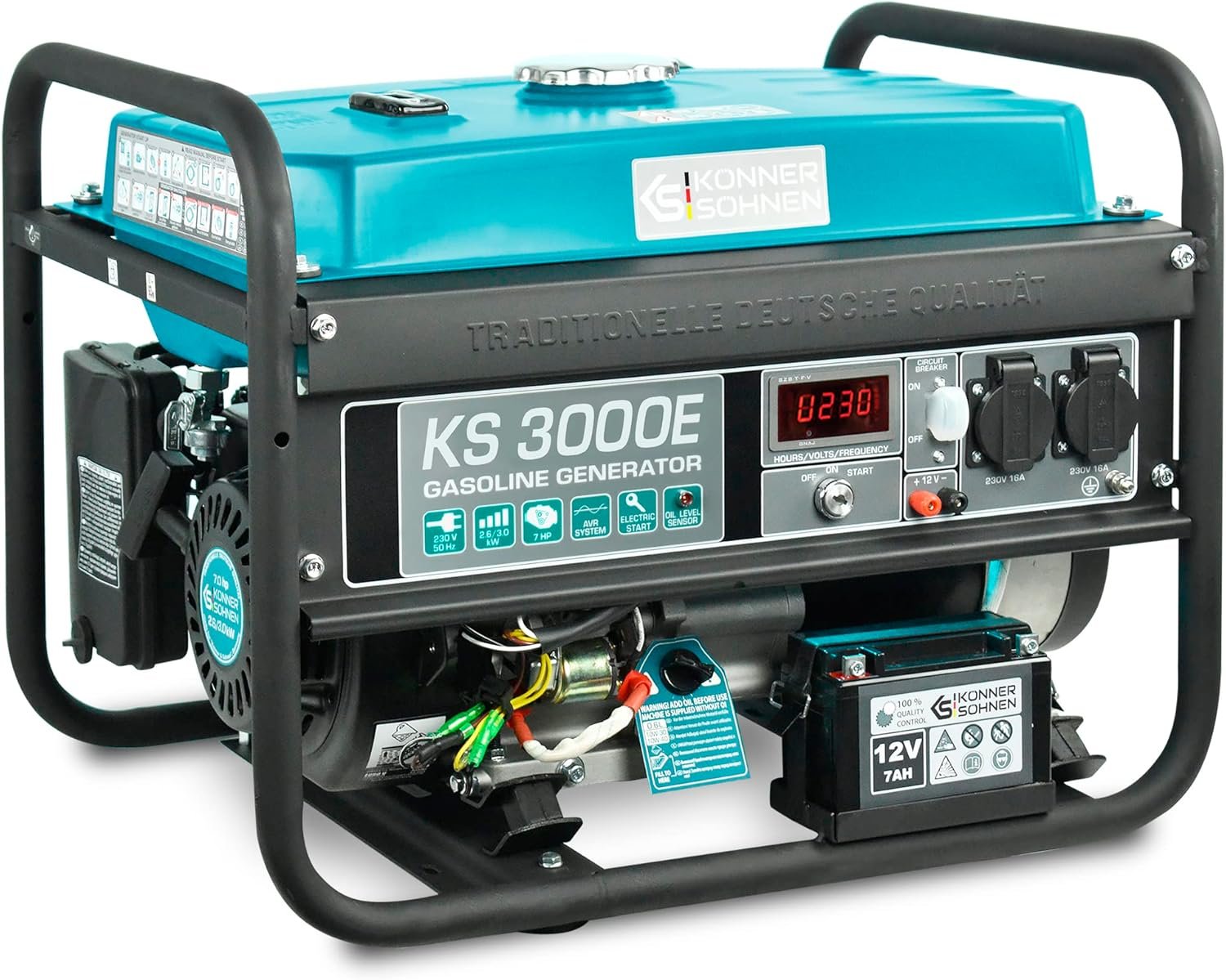 Groupe électrogène à essence KS 3000E d'une puissance maximale de 3000 W, 2x16A Schuko (230 V)