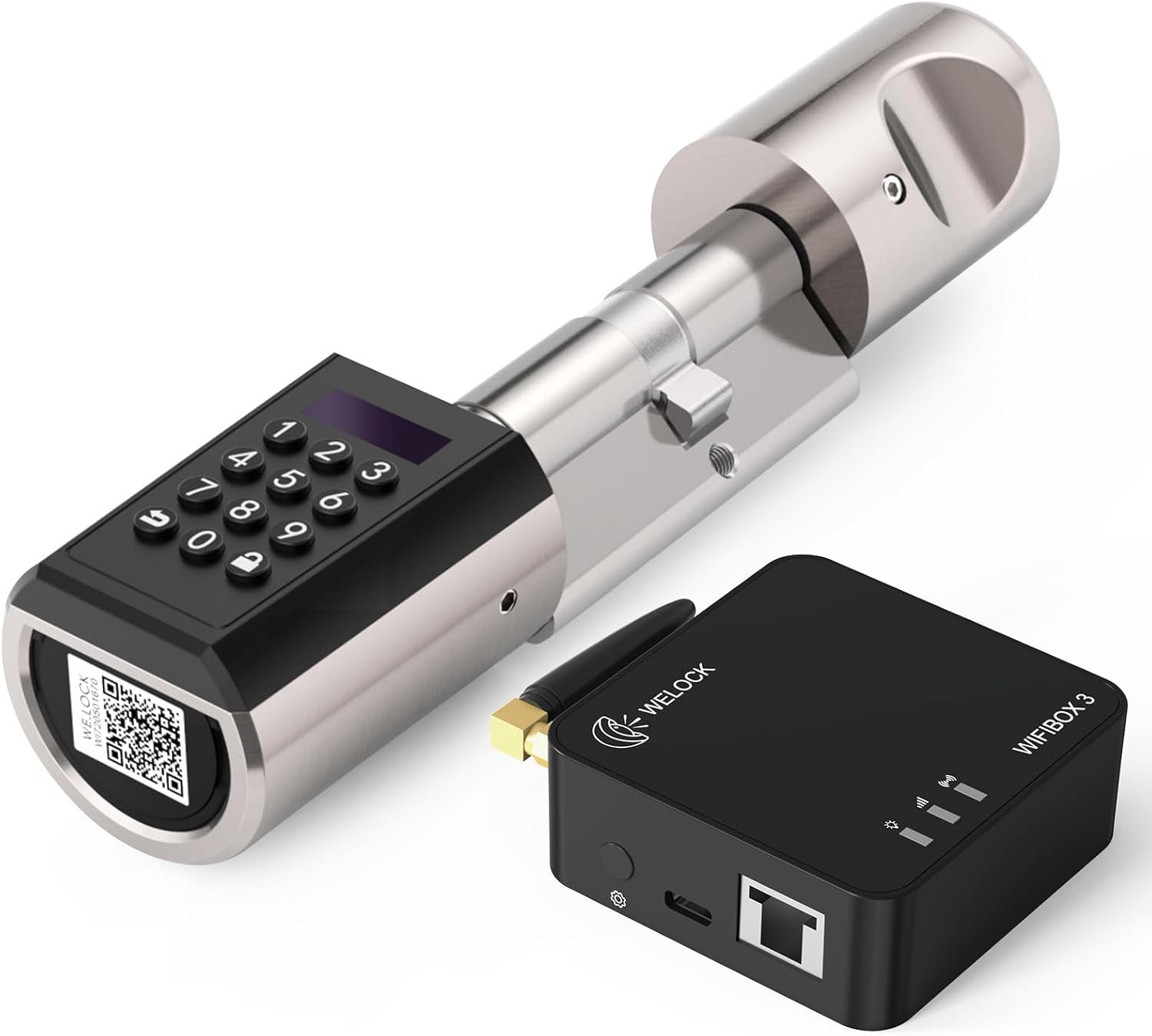 Serrure Connectée,Serrure à Code avec WiFiBox,carte RFID et Bluetooth APP,serrure digitale,Smart Lock Facile à installer,niveau d'étanchéité IP65 Noir