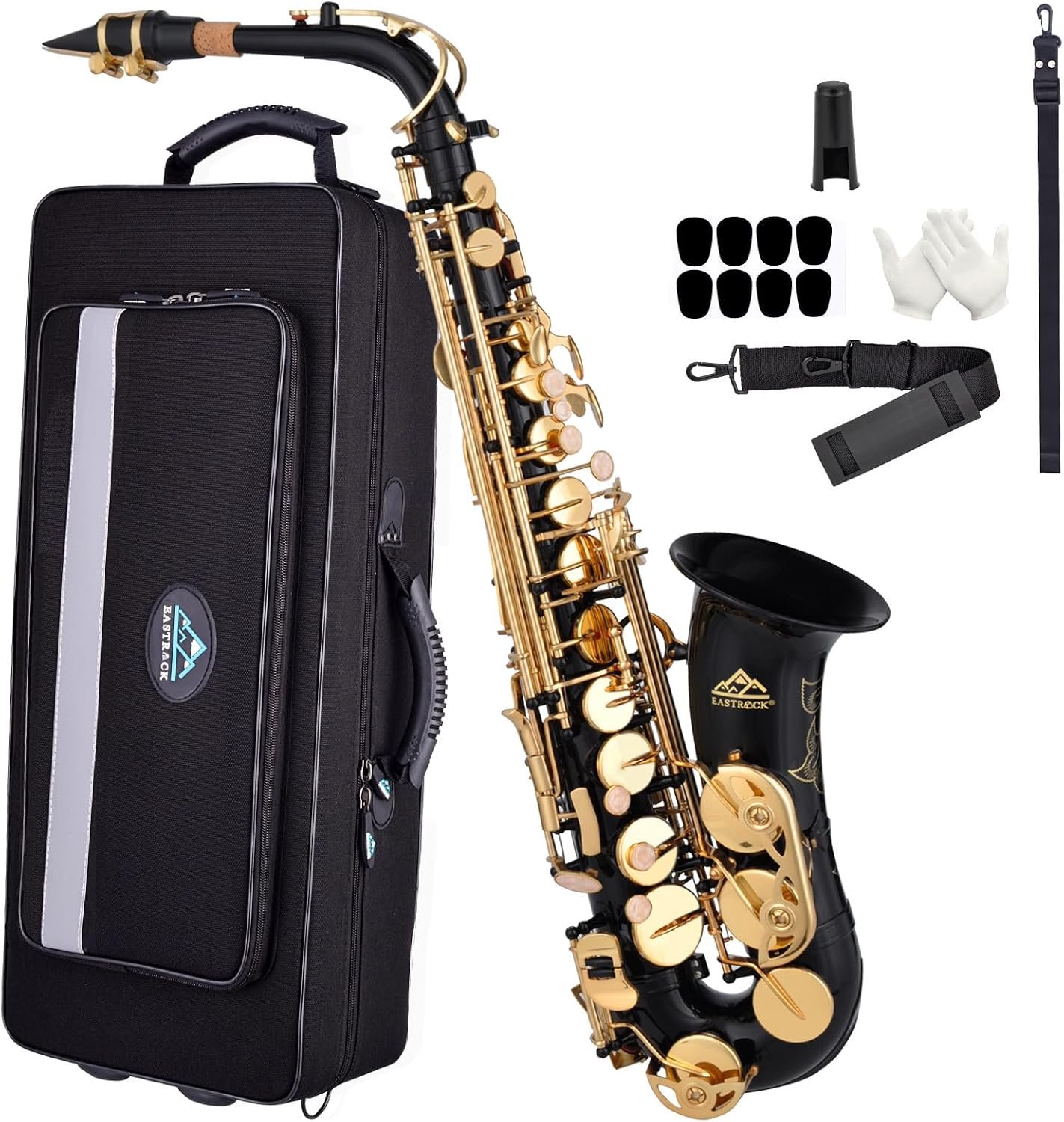 Saxophones Alto E Plat en Laiton Laqué Doré, Noir
