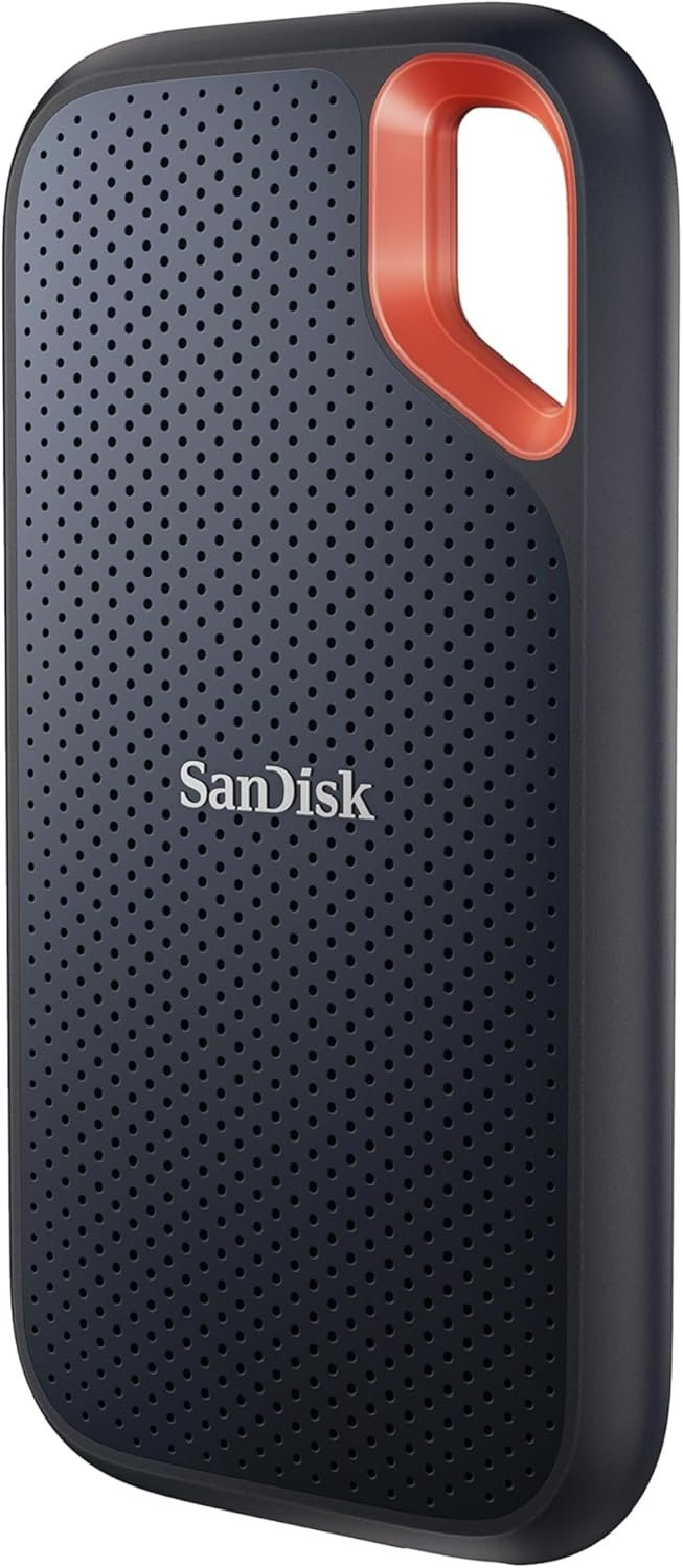 Extreme Disque SSD Externe 1 To (jusqu'à 1050 Mo/s en lecture, 1000 Mo/s en écriture, USB-C, Portable NVMe, Résistance à la poussière et à l'eau classée IP65, Mousqueton pratique)