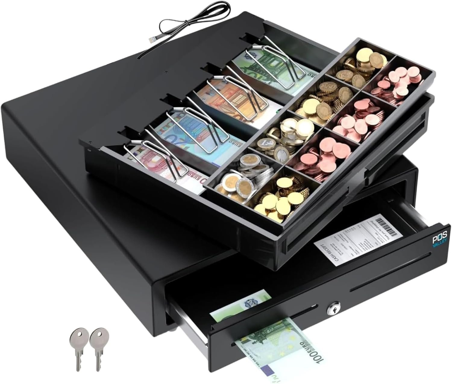Tiroir Caisse Monnaie Professionnelle Avec 4 Compartiments Billet / 8 Compartiments Monnaies