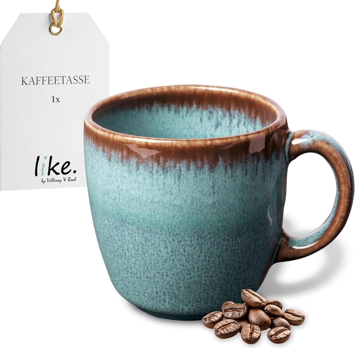 Tasse à café, bleue, en grès