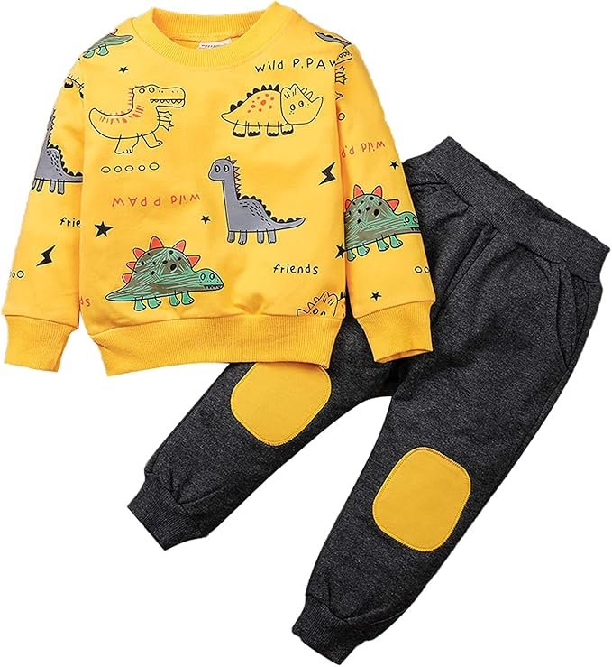 Garçon Ensemble de Survêtement Dinosaure Imprimé Sweatshirt et Jogging Pantalons pour 1-6 Ans
