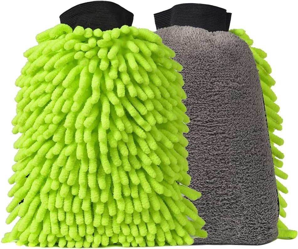 Gant de Lavage de Voiture, 2 Gant de Nettoyage de Voiture en Microfibre, sans Traces, Anti-Rayures, Super Absorbant, Doux