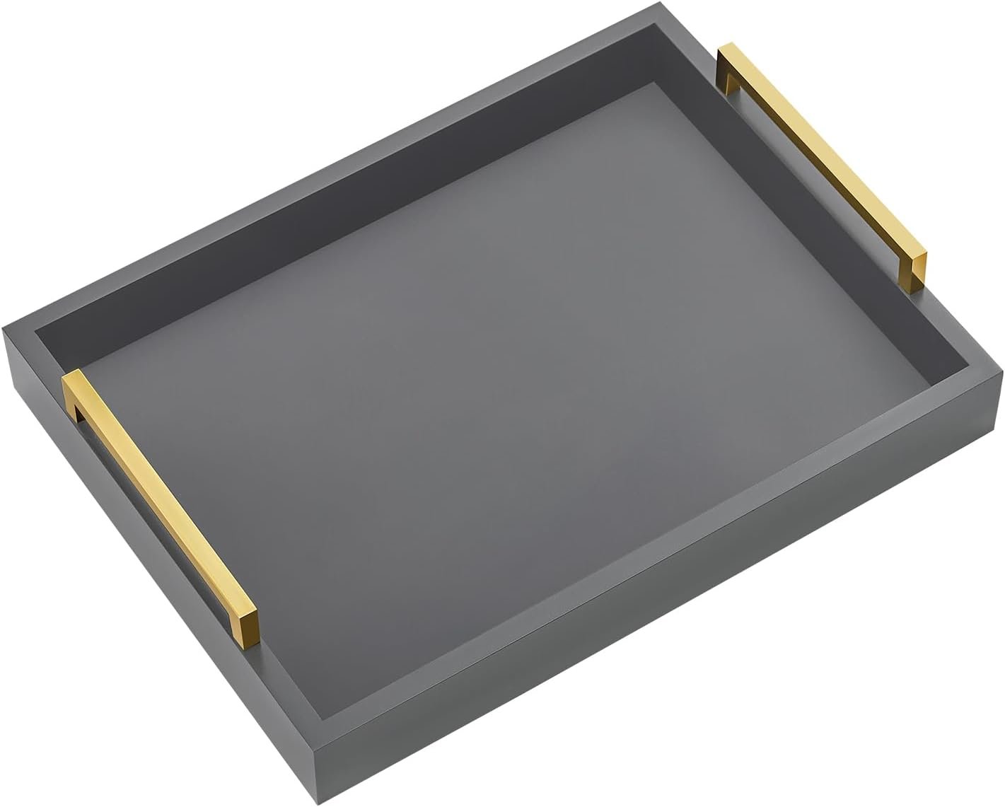 Plateaux de Service de 40,6 x 30,5 cm avec poignées, Plateau de Service décoratif Noir, Plateau Ottoman, Salon, Salle de Bain et Plateaux décoratifs d'extérieur