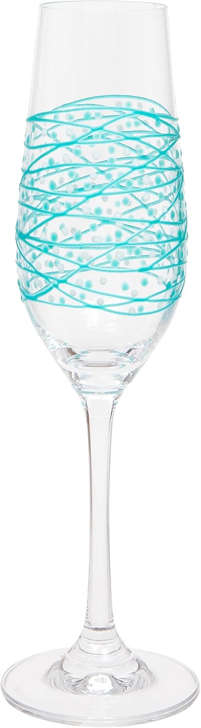 Flûte à champagne turquoise peinte à la main, 220 ml, boîte cadeau