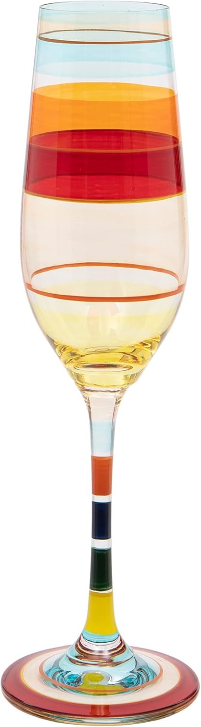 Maturi Flûte à champagne rayée peinte à la main, 220 ml, boîte cadeau